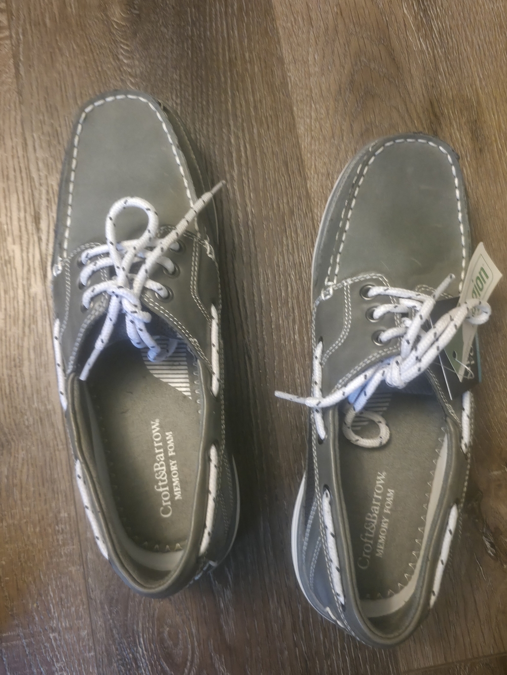 New With Tags...Croft & Barrow Gray Men's Boat Shoes with White Laces